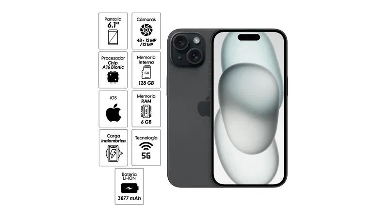 Especificaciones del iPhone 15 128GB